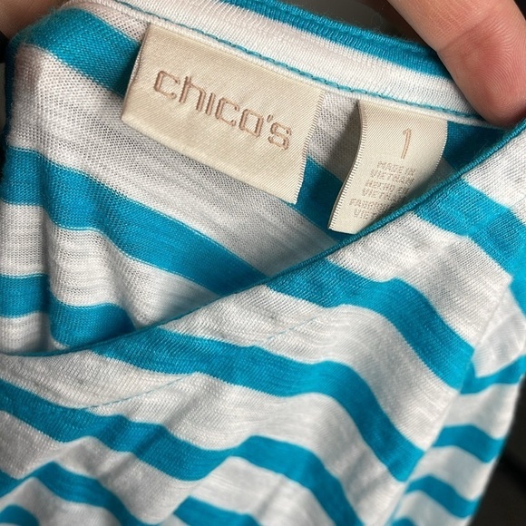 Chicos Size 1 Striped Top Small - Picture 2 of 5